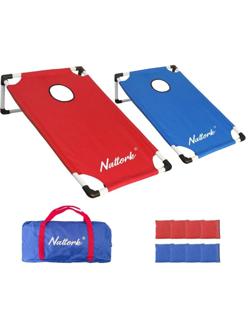 Portable Cornhole Game Set - 2 Collapsible Boards, 8 Bean Bags & Carry Case